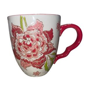 Tabletop Gallery Maly Raised Floral Mug with Red Handle